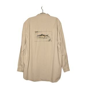 NAUTICA $60 Light Sage Long Sleeve Cotton Button‎ Down Fish Graphic Men's XXL
